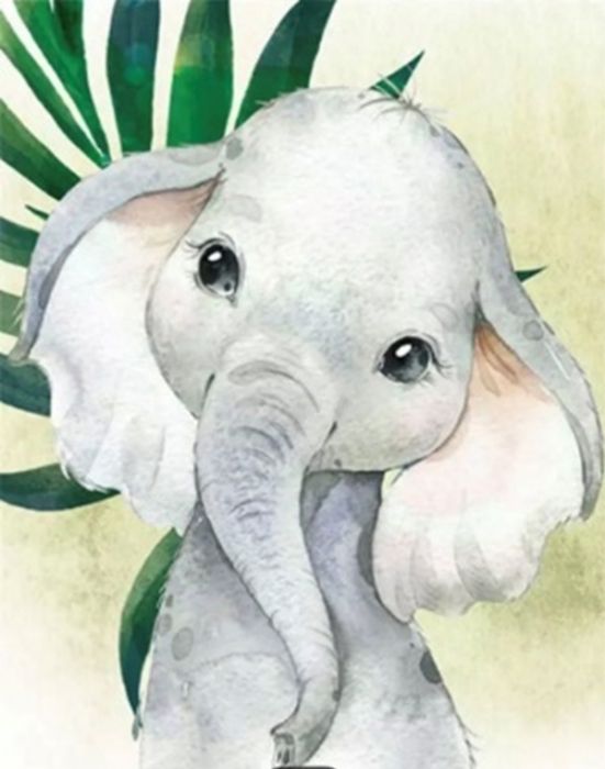 Set for creativity with rhinestones on cardboard 5D Baby elephant 21 * 25cm