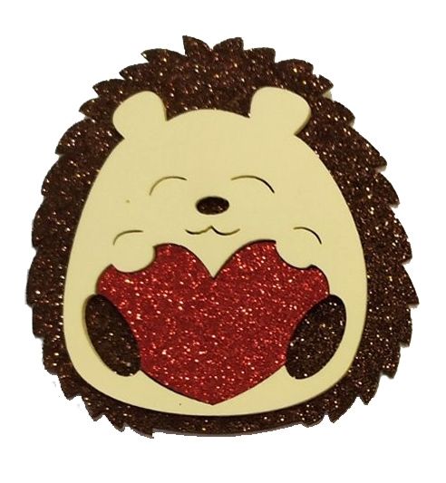 Hedgehog with a heart, 8 cm, brown, 10 pcs in a pack. Decorative product.