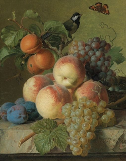 Fruit still life, Jan Frans van Dael, 40*50 cm. Set for creativity with rhinestones on a stretcher