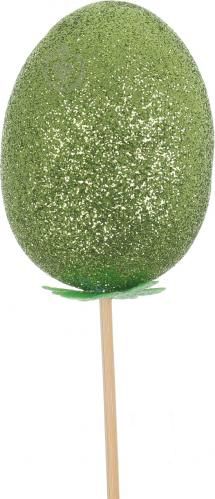 Decorative item Topper Egg with glitter, green, 6 cm
