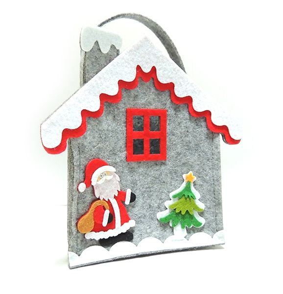 Basket made of felt House Santa Claus, 20 * 15 cm, gray