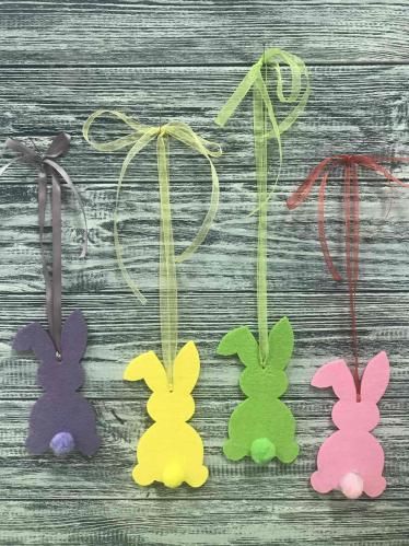 Decorative product made of felt Pendant Bunny green, 12 cm