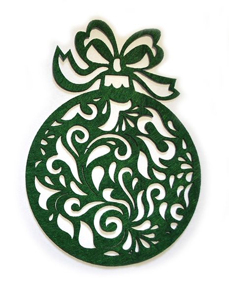 Sticker made of felt Lace ball green, 14 cm, 12 pcs. in the pack.