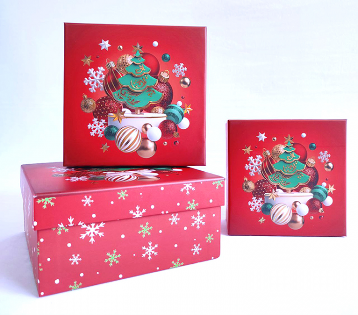 Set of gift boxes New Year decorations, 3 pcs. in a pack.