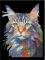 Colorful cat, 30*40cm. Set with rhinestones on a velvet stretcher