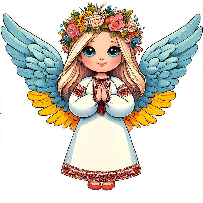 Set with rhinestones (sticker) Angel of Ukraine, 10*10 cm