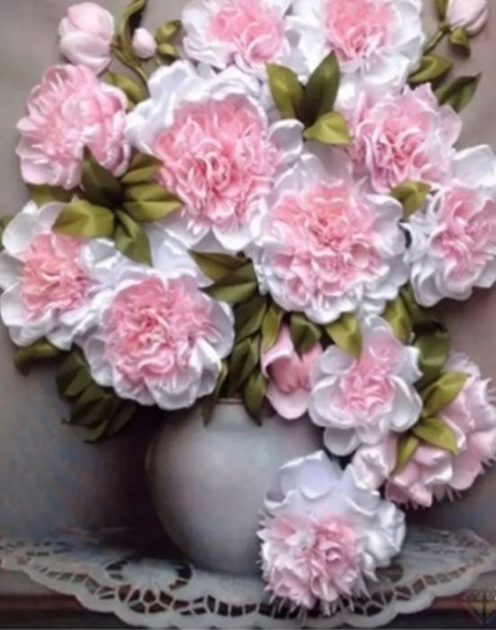Delicate peonies 40 * 50 cm. A set for creativity with rhinestones on a stretcher