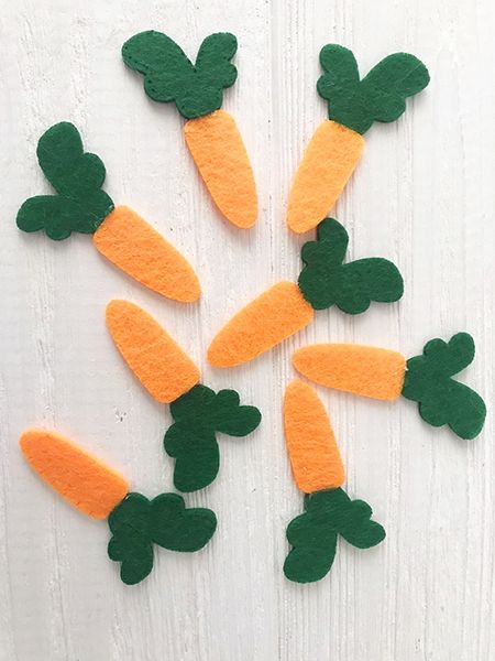 Decorative felt product Carrot 5.5 cm, 30 pcs / pack
