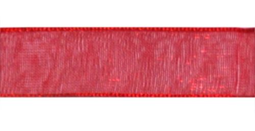 Стрічка з органзи, червона, ширина 1,5 см; 45,7 м в рул. (1026)