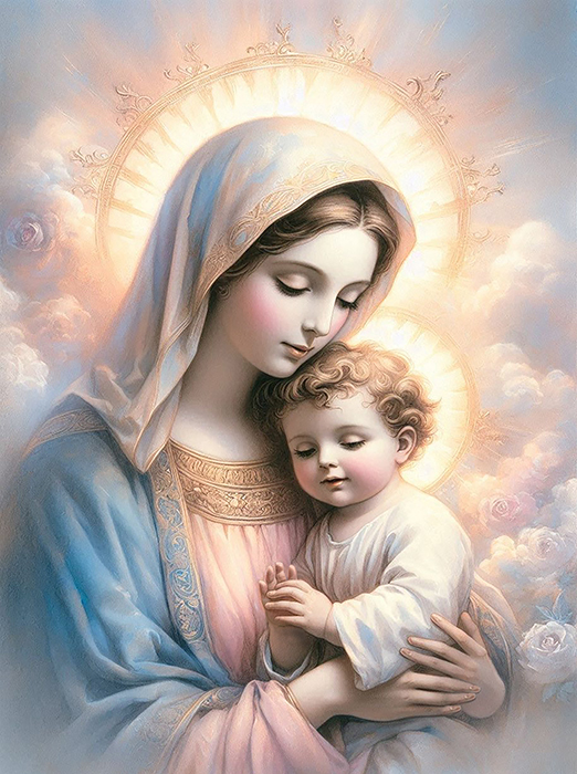 Mother's Love, 30*40cm. Set with rhinestones on a stretcher