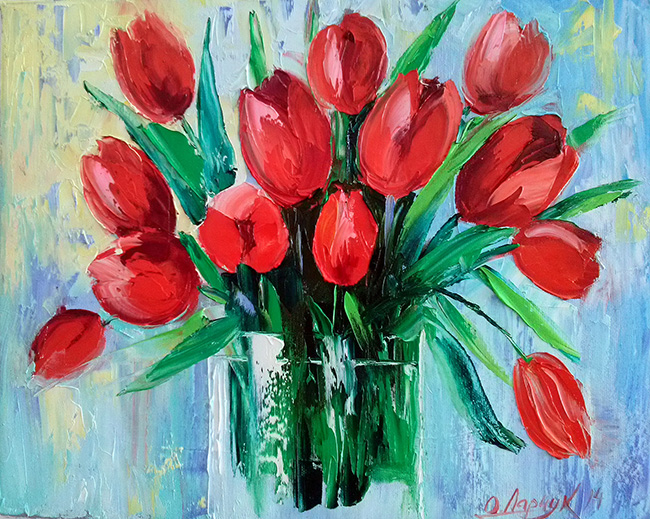 A bouquet of tulips Darchuk O. 20*30 cm. Set for creativity with rhinestones on a stretcher