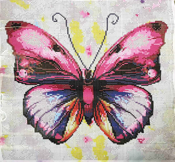 A set for creativity with rhinestones pillowcase Lilac moth 40 * 40 cm