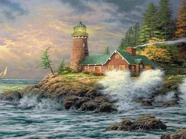 A set for creativity with rhinestones on cardboard 5D Lighthouse 21 * 25 cm