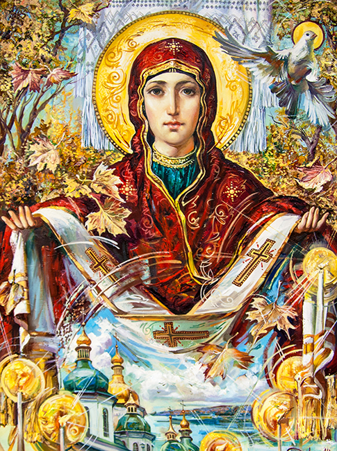 Holy Intercession. Hud. Ohapkin 21*25 cm. Set for creativity with rhinestones on 5D cardboard