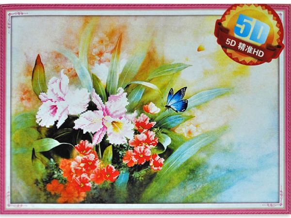 Set for embroidery cross Flowers with butterfly