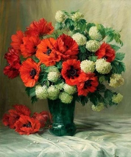 Bouquet with poppies 40 * 50 cm. A set for creativity with rhinestones on a stretcher.