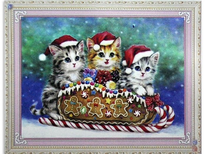 Kit embroidery cross Christmas kittens