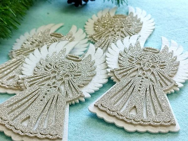 Decorative product White angel, 13 cm, silver, 4 pcs in a pack.