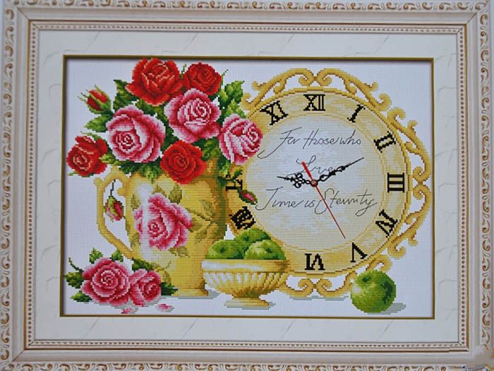 Набір для вишив. 5D "Годинник "Троянди і яблука" 59*44 см (Y70077)