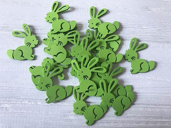 Decorative product Rabbit, 5 cm, lime, 30 pcs per pack
