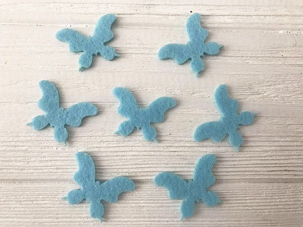 Decorative product made of felt Moth, 3.5 cm, 50 pcs per pack, blue / U