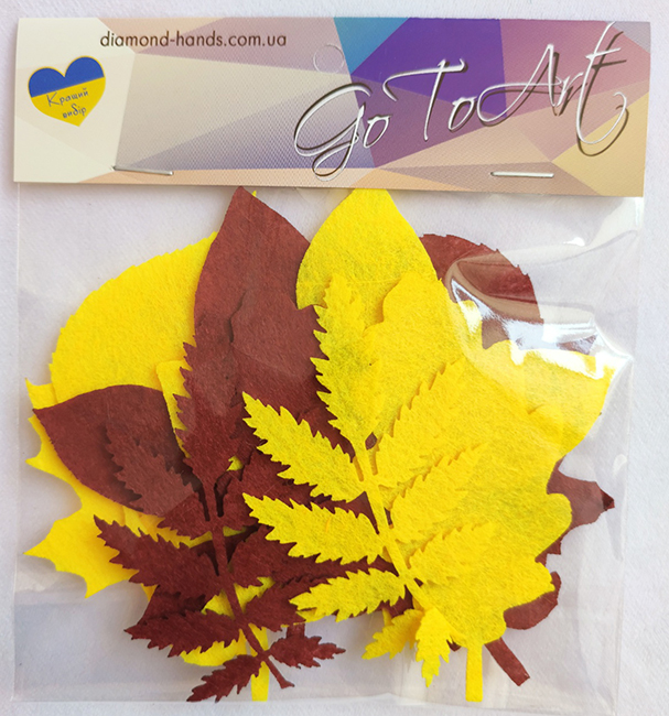 Decorative felt product Set of autumn leaves 3, 12 pcs per pack