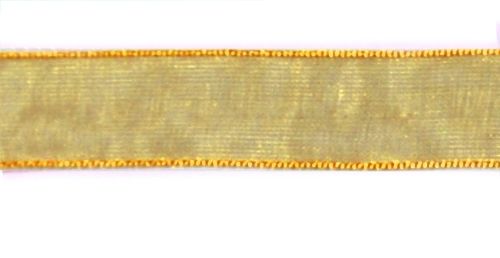 Стрічка з органзи, золотиста, ширина 1,2 см; 45,7 м в рул. (ВК22)