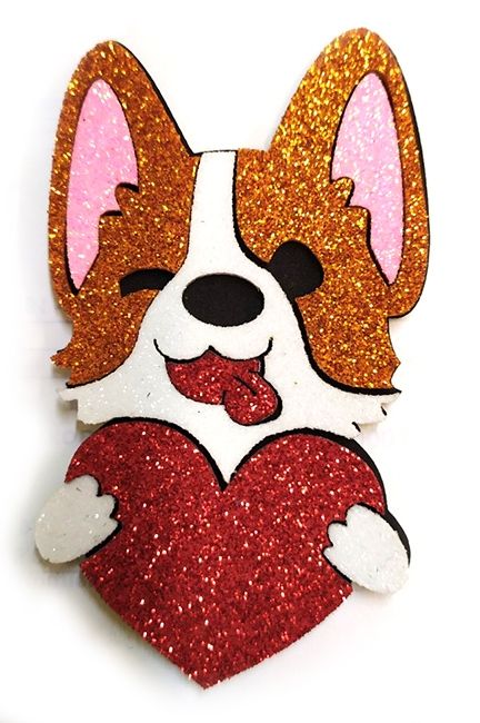 Dog with a heart, 8 cm, 10 pcs in a pack. (red). Decorative virib