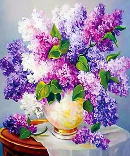 Art kit with rhinestones on cardboard 5D Lilac 21 * 25 cm