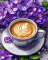 Coffee with hydrangeas. 40*50 cm. Set with rhinestones on a stretcher