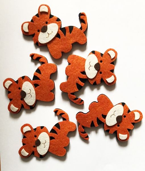 Decorative item made of felt Tiger cub, 7.5 cm, 30 pcs / pack.