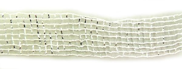 Стрічка поліестр., сітка, срібна, ширина 4 см; 50 м в рул.