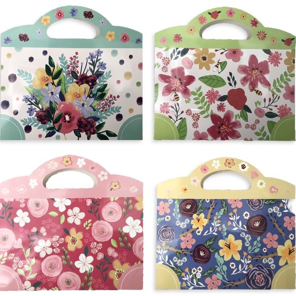 Handbag with cardboard 30 * 27 * 13, 4 designs, mix