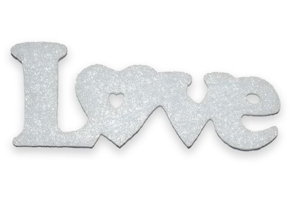 Декор з фетру "Слово "LOVE"-1, 7 см, білий, 30 шт. в пак.