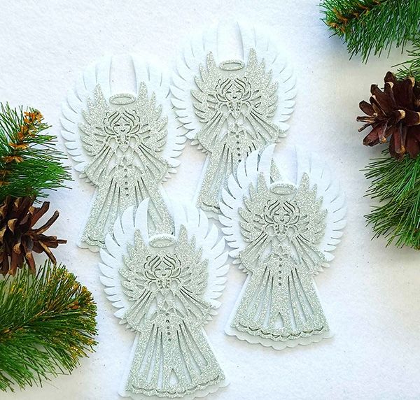 Decorative product White angel, 13 cm, silver, 4 pcs in a pack.