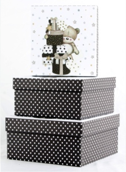 Set of gift boxes Christmas bear, 3 pcs. in a pack.