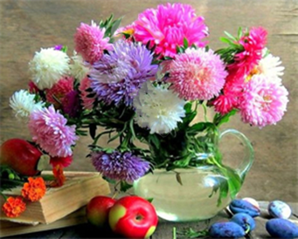 Asters, 30*40 cm. Set for creativity with rhinestones on a stretcher