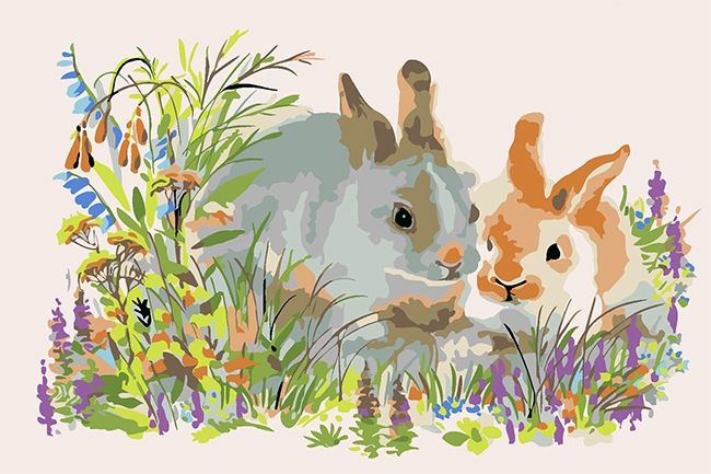 Rabbits. Nadia Starovoitova, 20*30 cm. Set for creativity picture by numbers