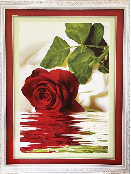 Embroidery kit 5D Red rose. Reflection, 60 * 76 cm