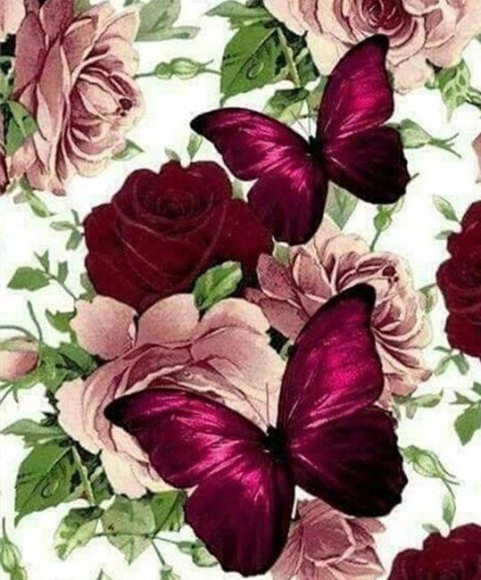 Roses and butterflies, 40*50 cm. Set for creativity with rhinestones on a stretcher