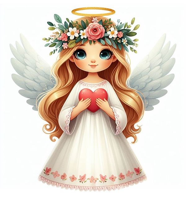 Angel of a loving heart, 11*10 cm. Set with rhinestones sticker