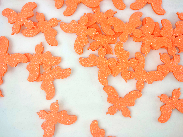Decorative item Butterfly, 3.5 cm, 50 pcs per pack, orange