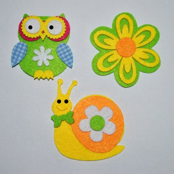 The decor felt DIY Flower, Snail, Owl, 3 PC.