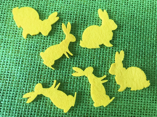 Decorative product made of felt Rabbits, (10 pcs per pack)