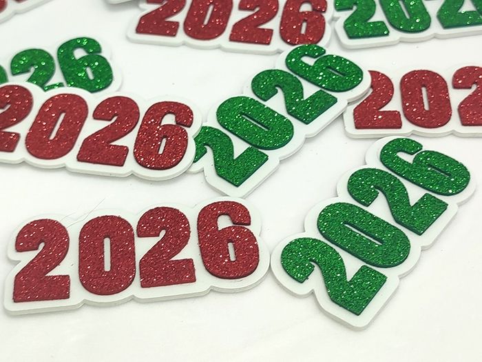Decorative product Inscription 2026, 8.5 cm, 10 pcs. per pack.