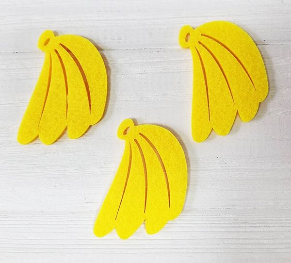 Decorative item made of felt Banana branch, 6 cm, 50 pcs per pack