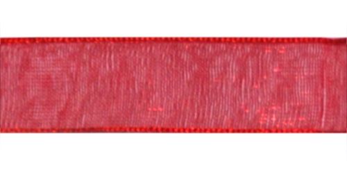 Стрічка з органзи, червона, ширина 1,5 см; 45,7 м в рул. (26)