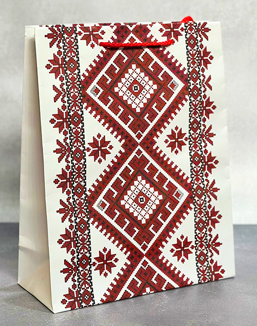 Пакет 28*37*10 Червоно - чорний орнамент (12 шт в пак)