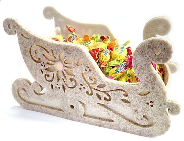 Decorative product from felt Candy box Sledge 19*11*9 cm, beige