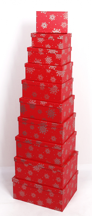 Set of gift boxes Silver snowflakes, 10 pcs. per pack